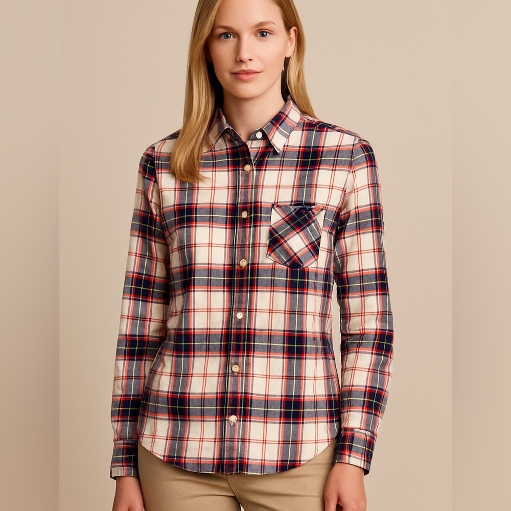 Tommy Hilfiger Plaid Button-Down Shirt – Women’s Medium